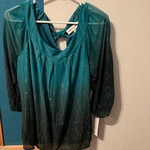 Rebecca Malone size large brand new 2 tone green blouse with tags